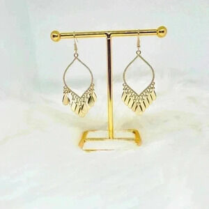 Gold Tear Drop Tassel Earrings
